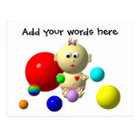 BOUNCING BABY GIRL WITH 8 BALLS POST CARD