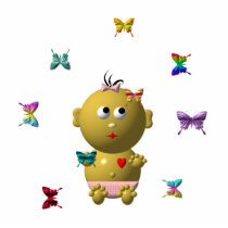 BOUNCING BABY GIRL WITH 9 BUTTERFLIES
