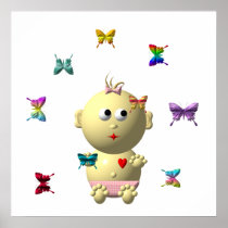 BOUNCING BABY GIRL WITH 9 BUTTERFLIES
