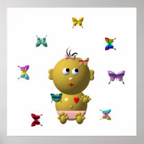BOUNCING BABY GIRL WITH 9 BUTTERFLIES