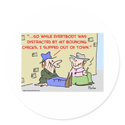 bouncing checks distracted bums round sticker by rexfmay