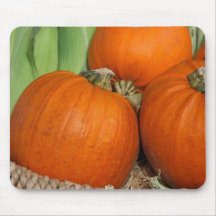 Bountiful Fall Harvest Orange Pumpkins and Corn Mouse Pads