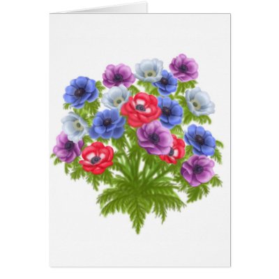 Bouquet of Anemones Card by twopurringcats