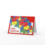 Bouquet of flowers merry christmas greeting card