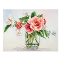Bouquet of roses postcard