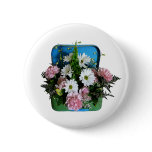 Bouquet With Daisies and Carnations Pinback Buttons