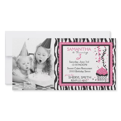 Boutique Chic Cupcake  Invitation Photo Card by LetsCelebrateDesigns