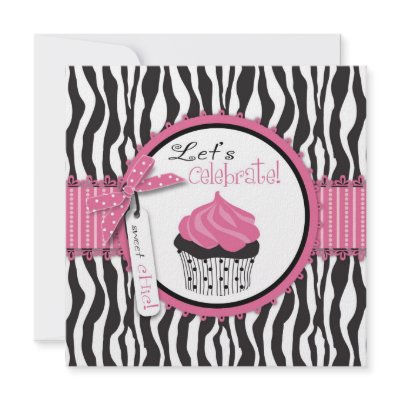Boutique Chic Cupcakes Invitation Square by LetsCelebrateDesigns