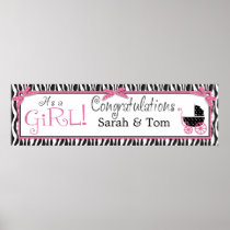 Boutique Chic Girl Baby Shower Banner Poster