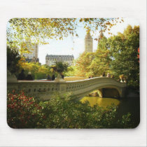 Bow Bridge in Autumn, Central Park, New York City Mousemat
