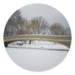 Bow Bridge, Winter Landscape, New York City stickers