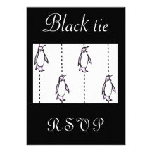 bow tie penguin custom invitation