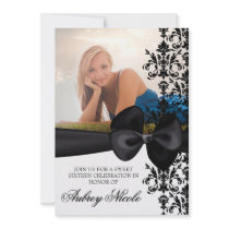 Bowed Damask Accented 5 x 7 Invite [Black]