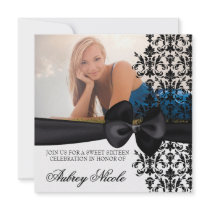 Bowed Damask Accented Invite [Black]