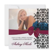 Bowed Damask Accented Invite [Burgundy]