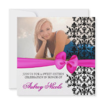 Bowed Damask Accented Invite [Pink]