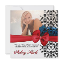 Bowed Damask Accented Invite [Red]