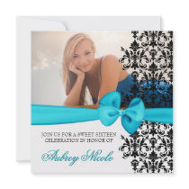 Bowed Damask Accented Invite [Teal]