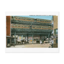 Bowery and Doubledeck Elevated R.R., NYC Post Card