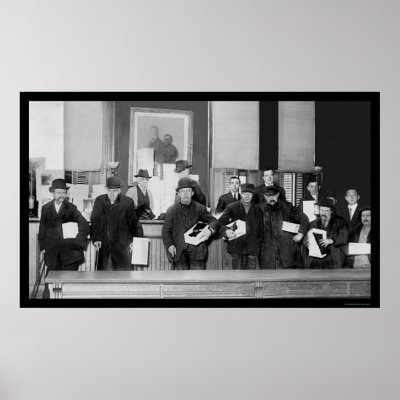 Bowery Men in a Shoe Line in New York City 1910 Poster by lc_vintagephotos