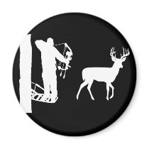 Bowhunter in Treestand Shooting Deer