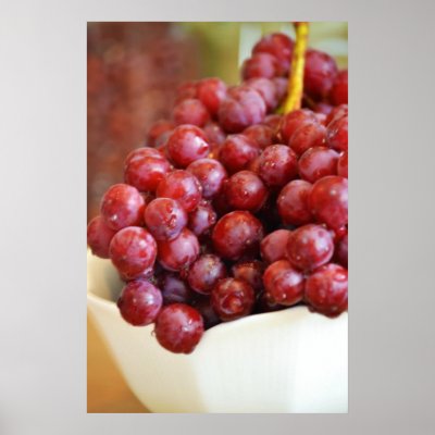 Bowl of Red Grapes Poster by joacreations