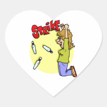 bowler celebrating strike cartoon heart sticker