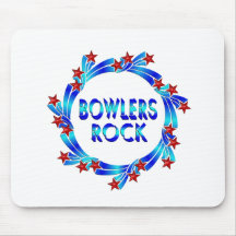 Bowlers Rock Red Stars Mouse Pad