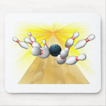 Bowling ball hitting pins mouse mat