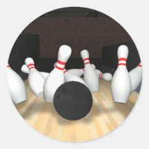 Bowling Ball & Pins: 3D Model: Round Stickers