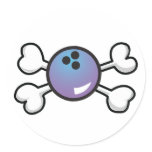 bowling ball Skull and Crossbones Round Sticker