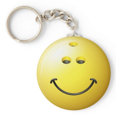 Bowling Ball Smiley Face Key Chain by tshirtmonkey