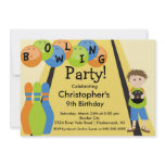 Bowling Birthday Party Invitation Retro Boy