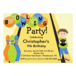 Bowling Birthday Party Invitation Retro Boy