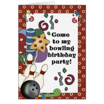 Bowling Birthday Party Invitations Card