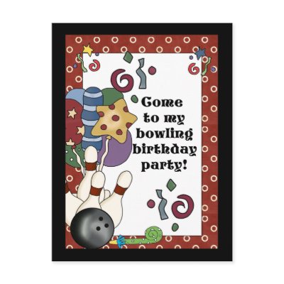 Bowling Birthday Party Invitations Post Card by kids_birthdays