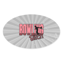 bowling bitch oval sticker