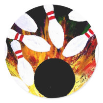 BOWLING BOWL STRIKE BUTTONS by Teo Alfonso Round Stickers