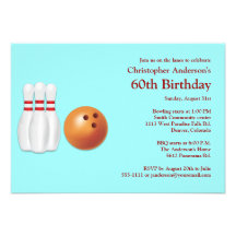 Bowling, bowler 60th Birthday Invitation.