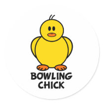 Bowling Chick Round Stickers