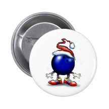 Bowling Christmas Pinback Buttons