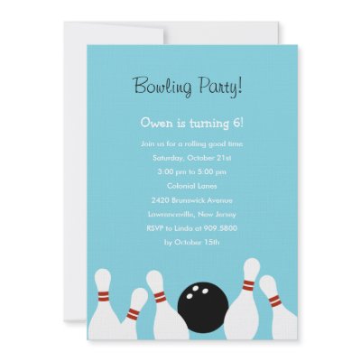 Bowling Fun Party Invitation (Turquoise) by paper_girl