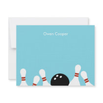 Bowling Fun Thank You Card (Turquoise)