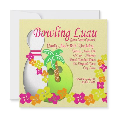 Bowling Luau Personalised Invites by happygotimes