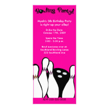 BOWLING PARTY COSMIC ANY AGE BIRTHDAY 4X9 INVITES