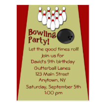 Bowling Party Invitation Postcards