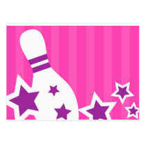 Bowling pin and purple stars on hot pink stripes