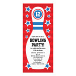 Bowling pin birthday party invitation with stars