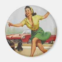 Bowling Pin Up Girl Magnets