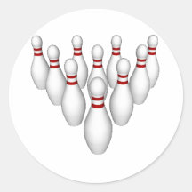 Bowling Pins: 3D Model: Round Sticker
